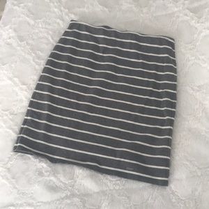 Hollister Grey and White Striped Bodycon Skirt